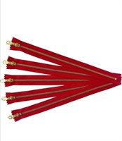 New 7" Golden Brass Metal Zippers in Red with