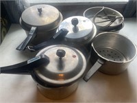 Pressure cookers pans with jugglers, metal pots