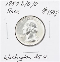 1957 D/D/D Silver Washington Quarter RARE