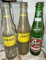 (3) Vintage Soda Bottles: NuGrape & Sun Drop