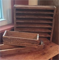 3 small wooden prims - cheese box, shelf, and