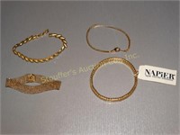 4 Bracelets- Napier, Sarah Coventry, etc. 6"L