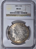 1885-O MORGAN DOLLAR, NGC MS-63