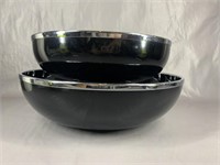 (2) Black & Chrome Alpac Bowls, Made In France