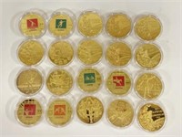 Large Collection of Gold Tone Olympic Coins