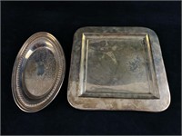 Vintage - Antique Lot of Oval & Square Silver Plat