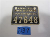 PA 1930 Special Deer Hunter License 47648