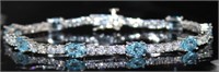 Oval 15.00 ct Blue & White Topaz Fashion Bracelet