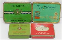 4 Vintage Tobacco Tins: Craven "A", President