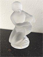 Lalique Frosted Crystal Huntress with Fawn