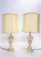 PAIR WHITE MARBLE LAMPS