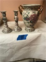 Large Urn W/Matching Candle Holders