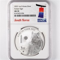 2023 Silver 1oz Korean Tiger NGC MS70