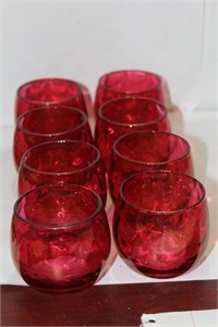 Lot of 8 Cranberry Glass Cups