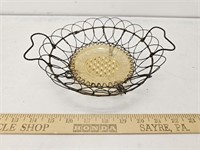 Old Wire Basket w Amber Plate