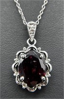 Red Stone Sterling Silver Necklace