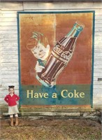 Antique Metal Sprite Boy Coca Cola Sign - 8' x 10'