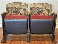 (2) Vintage Art Deco Cushioned Theater Seats