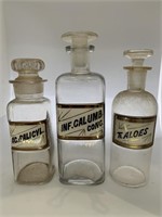 Group of 3 Apothecary Bottles with