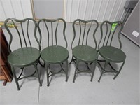 4 Metal chairs; 1 with bent leg