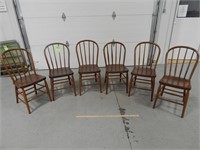 6 Antique spindle back chairs