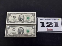 2 - TWO Dollar Bills