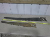 two antique saws, one is 54"