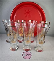 Coors Pilsner Beer Glass Tray Set