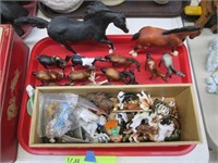 Misc Horse Figurines + Box of Several Mini Figure+