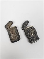 2 ornate sterling silver matchsafes