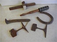 Assorted Vintage Wood & Cast Iron Tools