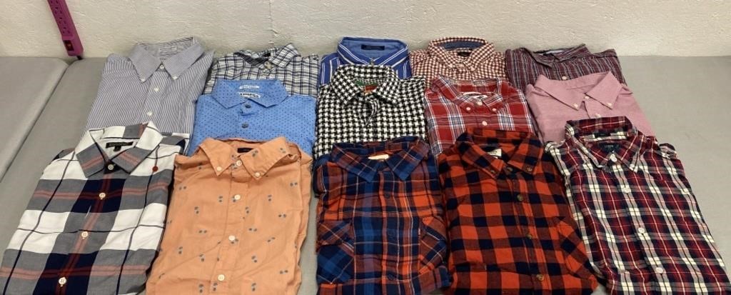 14 Men’s Button Up Shirts Size Large