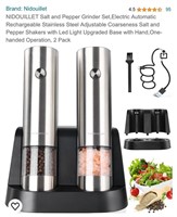 Salt and Pepper Grinder Set, Electric Automatic