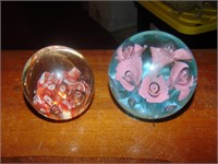 (2) Art Glass Paper Weights