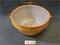 Wood Handled Stoneware Bowl