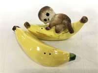 Vintage ceramic monkey and banana shakers