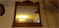 Antique Oak Mirror Wall Hang or Hard Mount