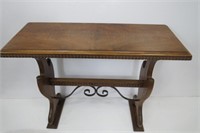 Vintage Wood & Metal Console Hall Table