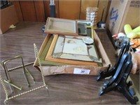 Box lot-picture frames and plate holders