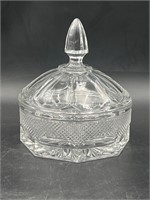 Clear Crystal Candy Dish w/ Lid 7"H