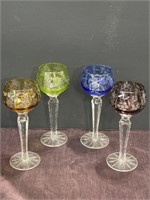 (4) MCM Cut to Clear Glass stem glasses