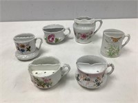 Six Antique Porcelain Mustache Cups
