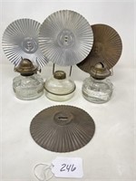 3 Oil Lamps with Reflectors