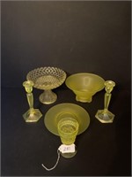 6 Pieces of Vasoline Glass