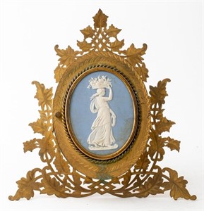 Victorian Wedgwood Mounted Giltmetal Triple Frame