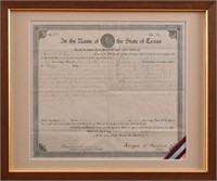 1902 Texas Governor Jos. Sayers Signed Land Grant