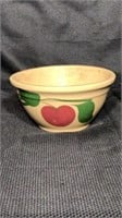 Antique Yellow Ware Molded Mixing Bowl with Apple
