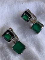 Sterling Silver & Emerald Earrings