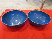 Denby Midnight Blue Bowls w/ Teal Rim