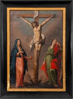 German School Crucifixion Oil on Canvas, 1780